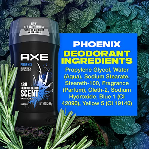 AXE Phoenix no-residue formula supports clean appearance during long days.