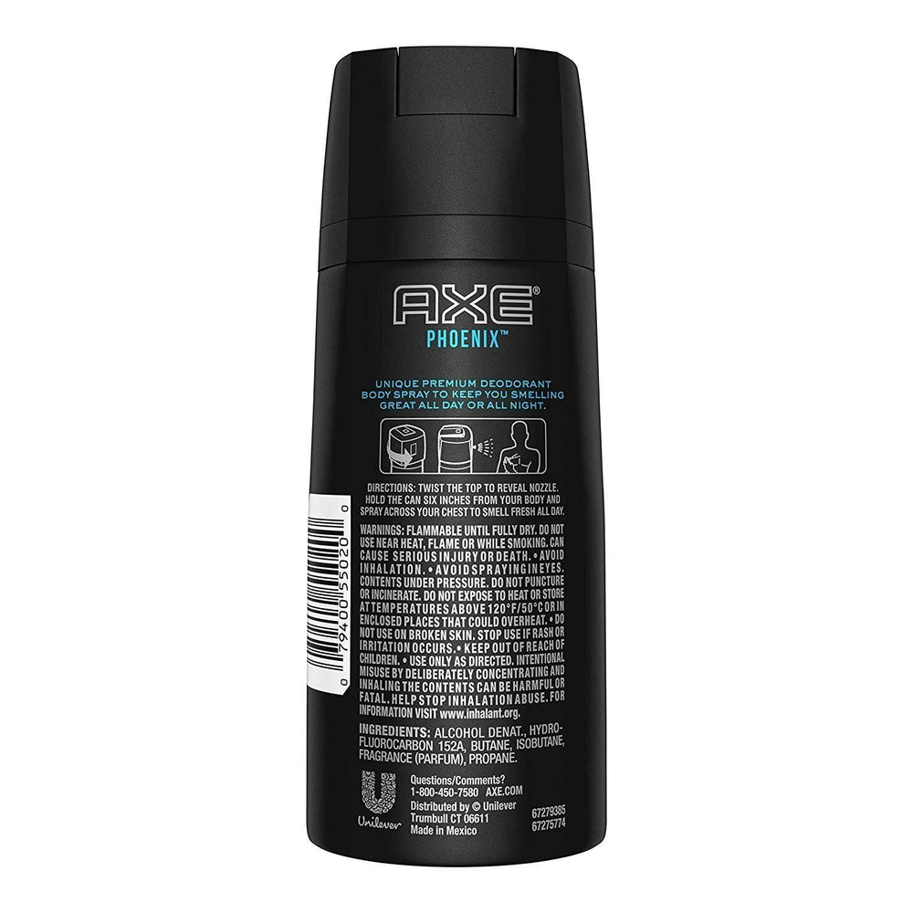 AXE Phoenix spray action shows easy application and freshness.