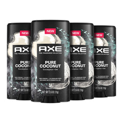 AXE Pure Coconut deodorant stick 4-pack for everyday freshness.