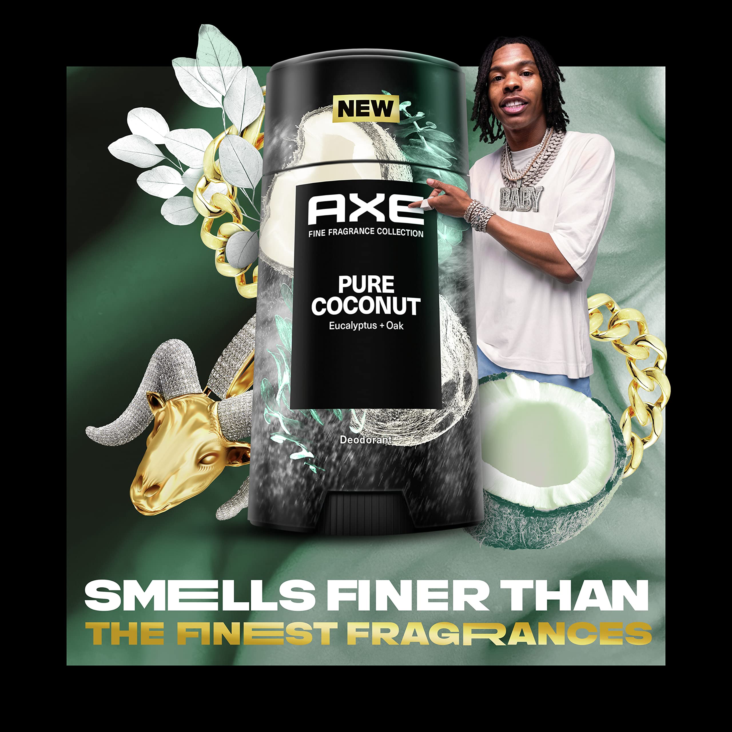 AXE Pure Coconut deodorant stick packaging highlights 48H odor protection.