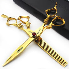 AXEMOORE 7-inch hair scissors with dragon pattern for professional cutting