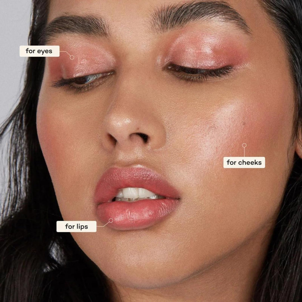 Axiology Balmie Trio Golden Hour lip swatch with moisturizing color.