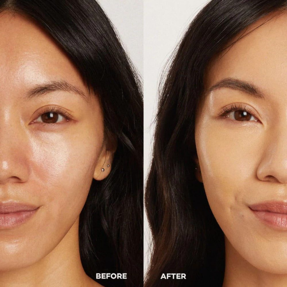 Axiology Fungdation application on skin demonstrates lightweight, blendable finish.