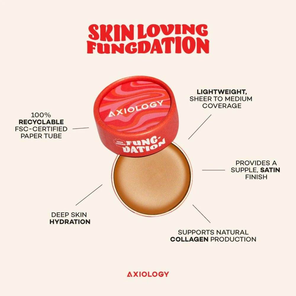 Axiology Fungdation Shade 12 packaging shot confirms 11.3g compact size