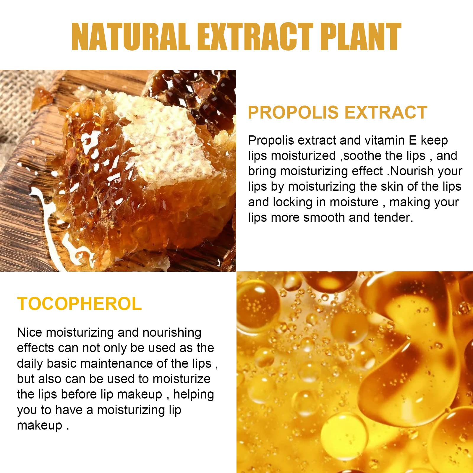 Axnzp Honey Pot Lip Balm beside toiletries highlighting propolis benefits and lip care routine