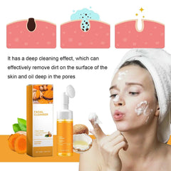 Axnzp Turmeric Foaming Face Wash foam closeup shows rich lather and gentle cleansing action.