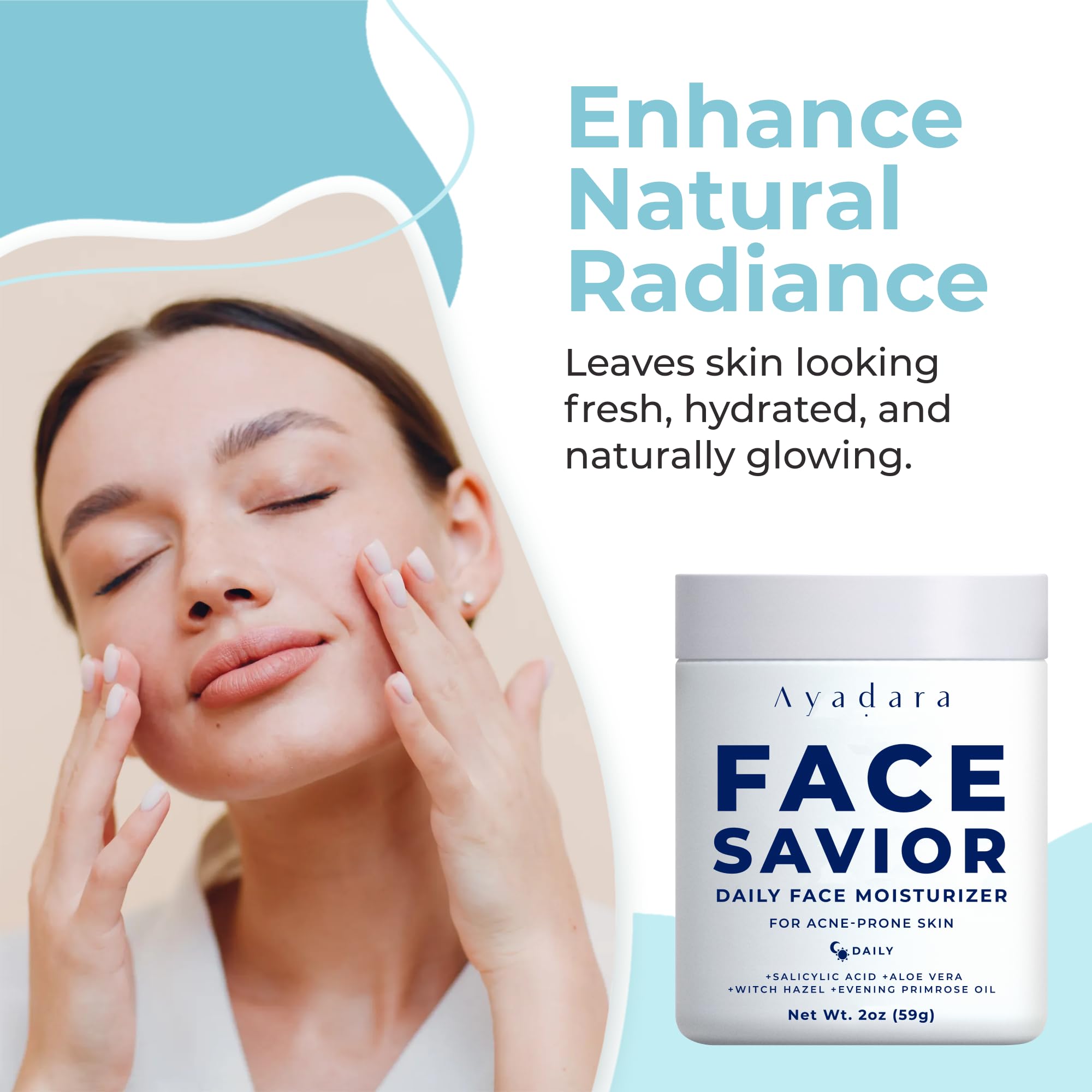 Ayadara Acne Facial Moisturizer gel-cream swatch on skin showing matte finish