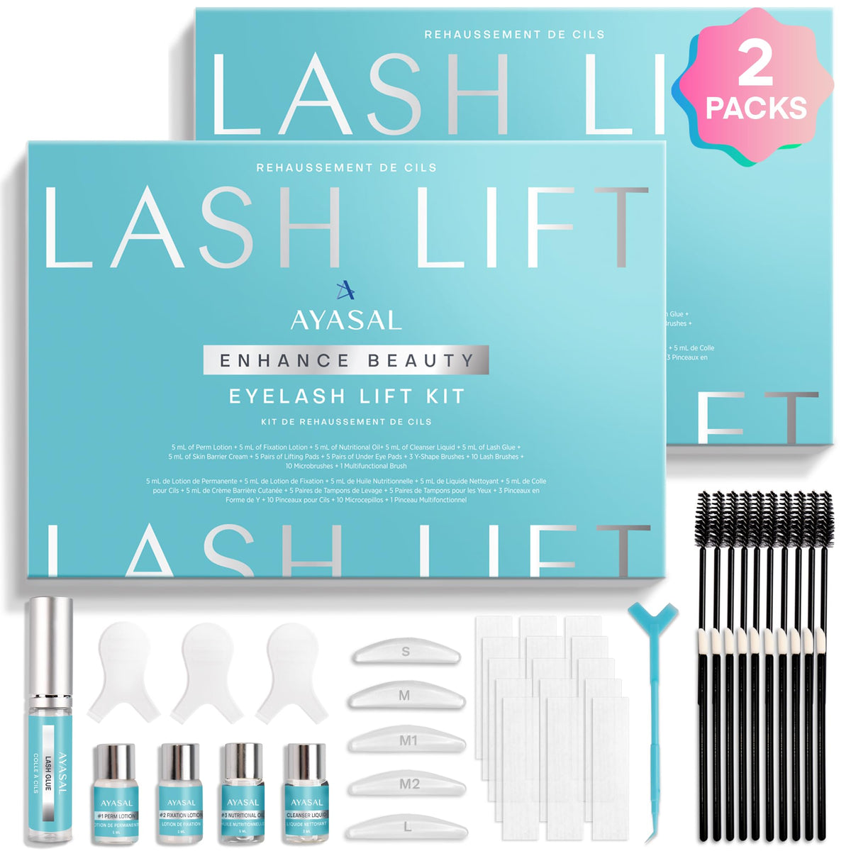 AYASAL lash lift kit 2-pack box shows premium Korean quality for salon results at home