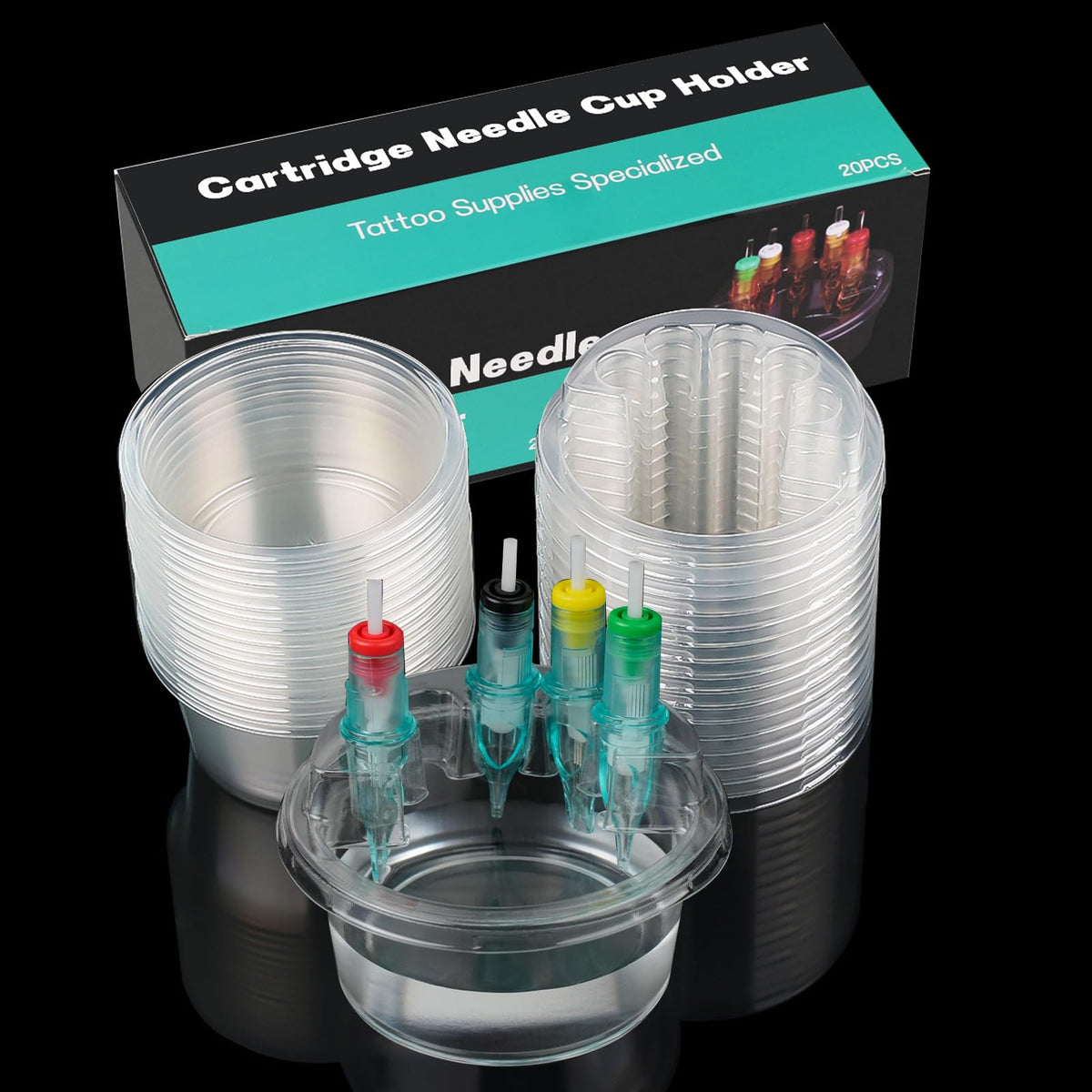 AYDZWJM disposable tattoo cartridge cup holder tray, box-packed for portable, hygienic daily use.
