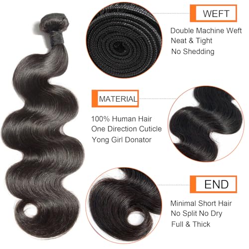Ayolvou 12A Brazilian body wave bundle 20-inch highlighting length and smooth texture