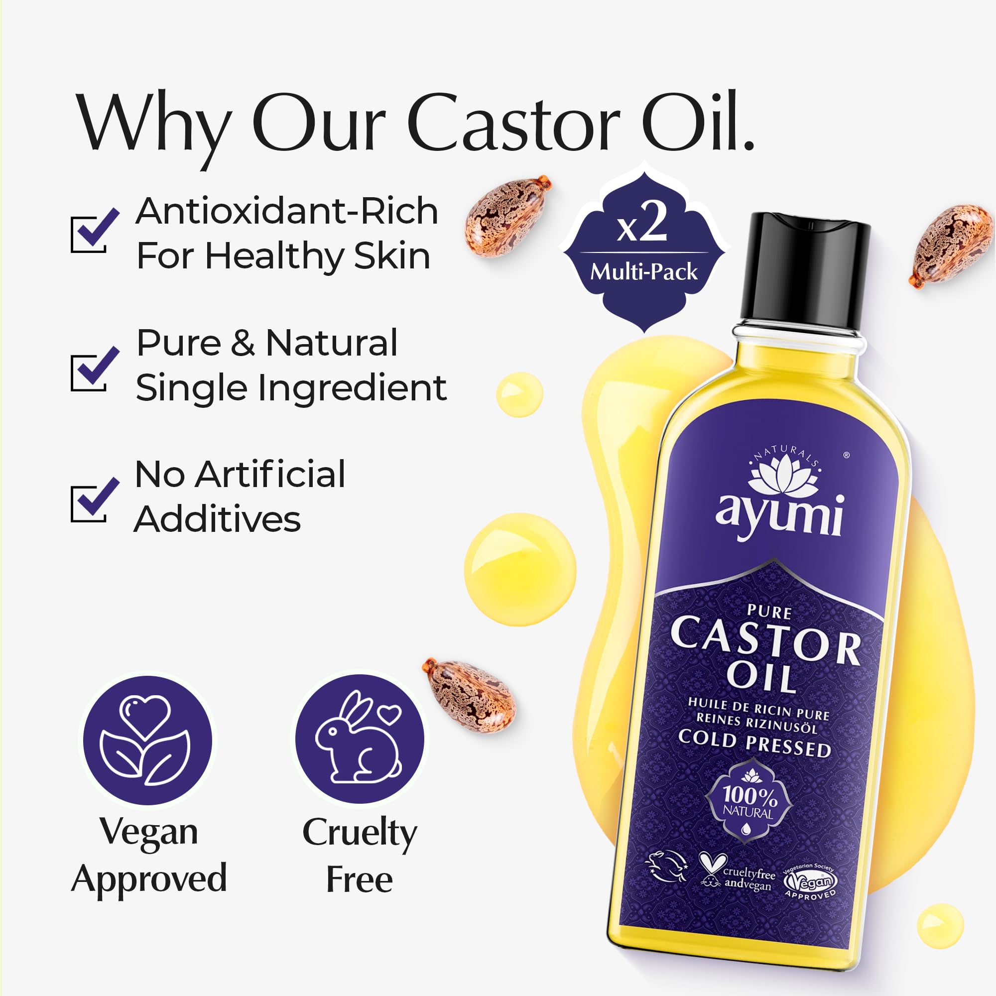Ayumi Castor Oil beard oil nourishes and conditions men's grooming.