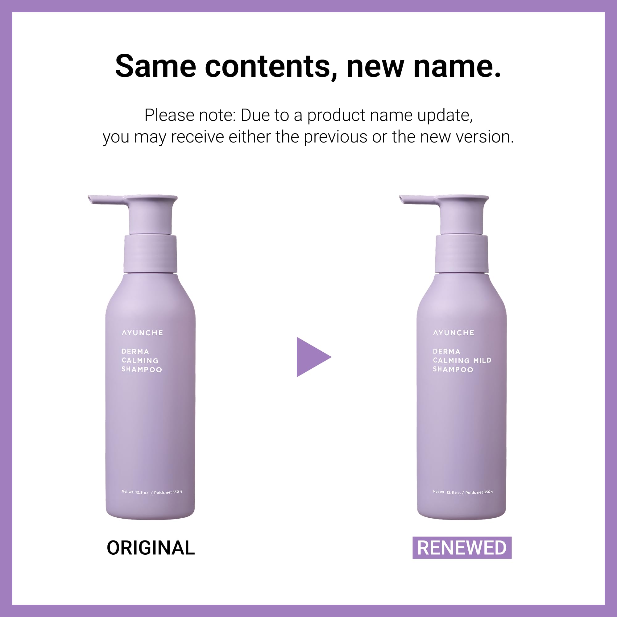 AYUNCHE Derma Calming Shampoo bottle back label with ingredients and directions.