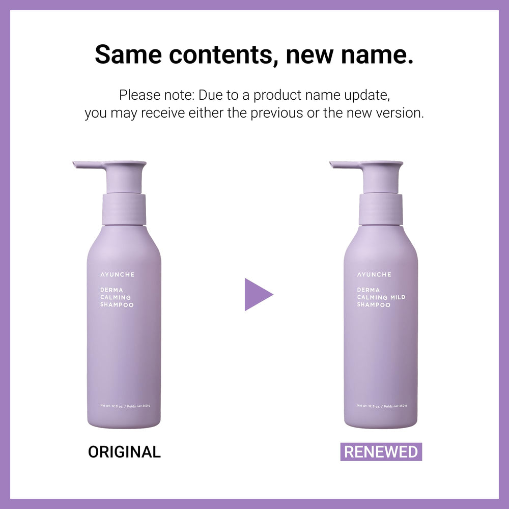 AYUNCHE Derma Calming Shampoo bottle back label with ingredients and directions.