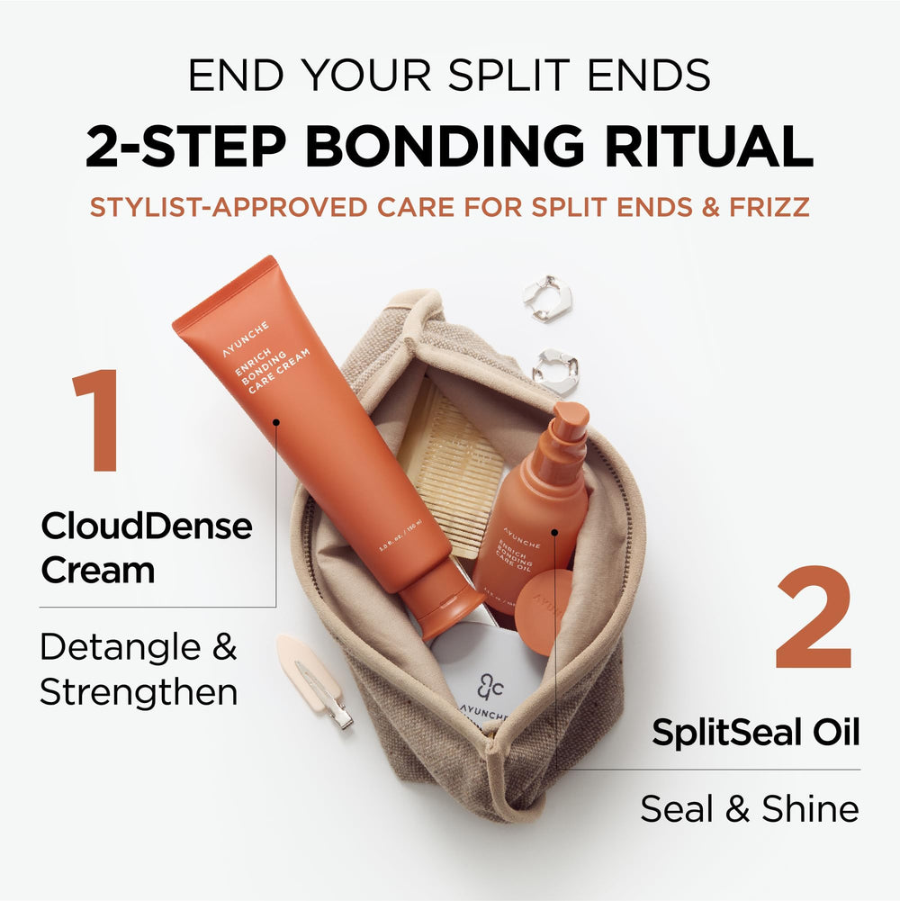 AYUNCHE Enrich Bonding Leave-In Cream nourishes damaged hair during daily styling.