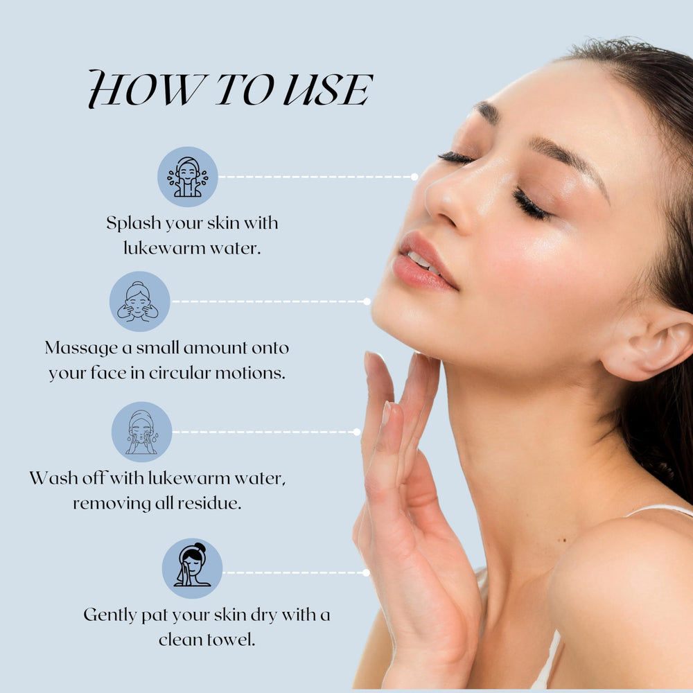 Close-up of AYUR MEDIC Anti-Blemish Wash texture shows a hydrating formula.