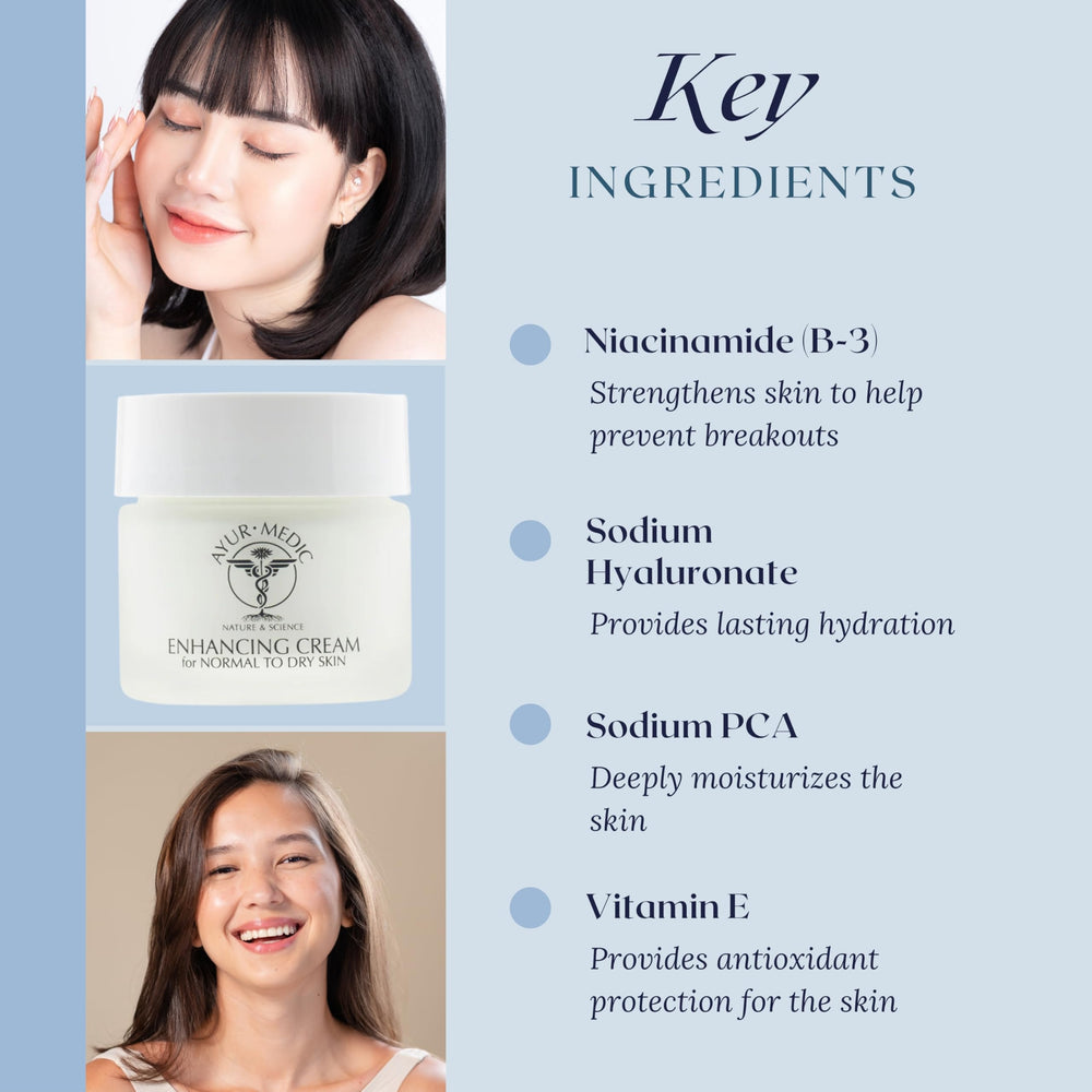 AYUR MEDIC Enhancing Cream jar swirl illustrating smooth daily application for dry skin