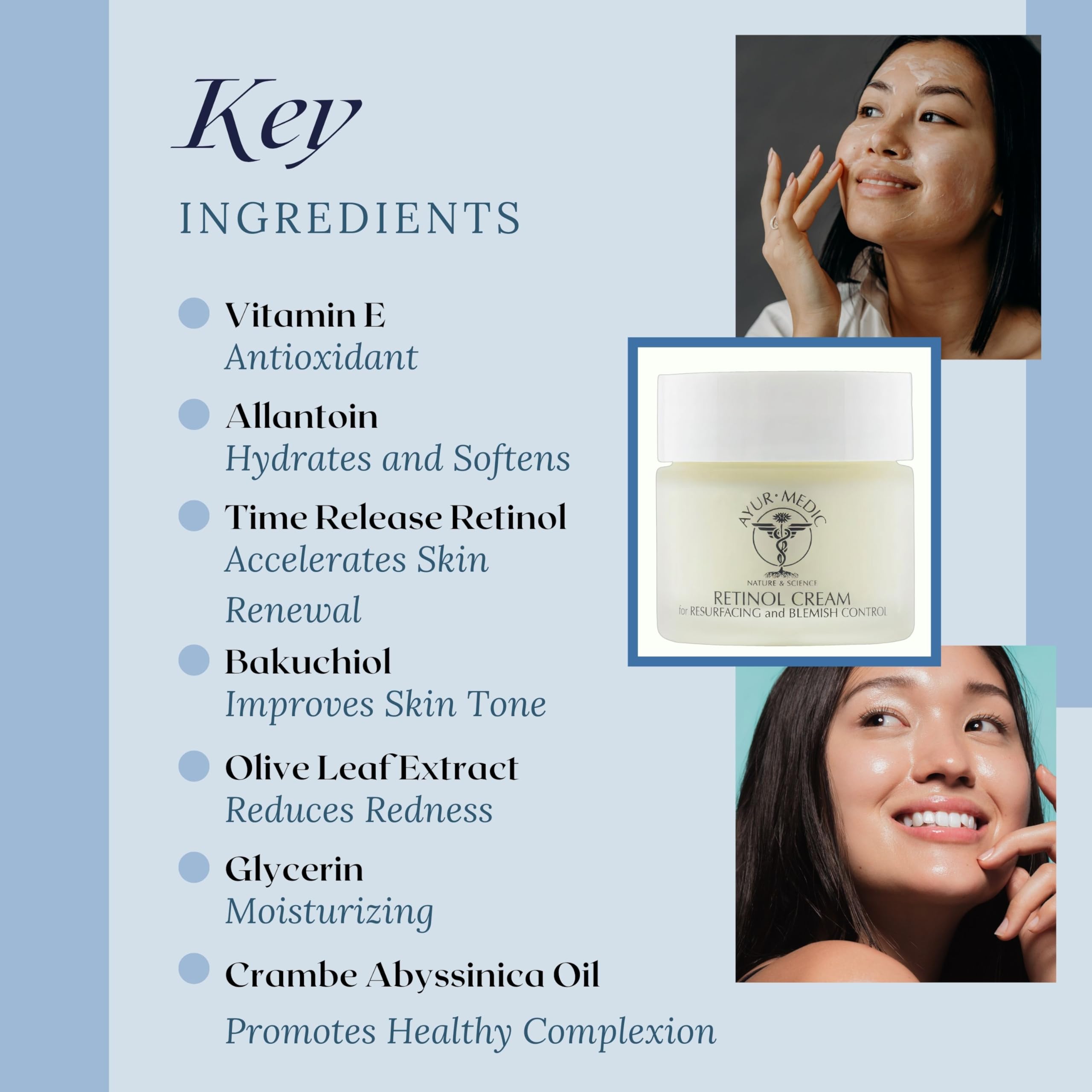 Ayur Medic Retinol Cream hand application demonstrates quick absorption and hydration.
