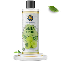 AYURVEDASHREE Amla Oil label closeup highlights premium hair care blend