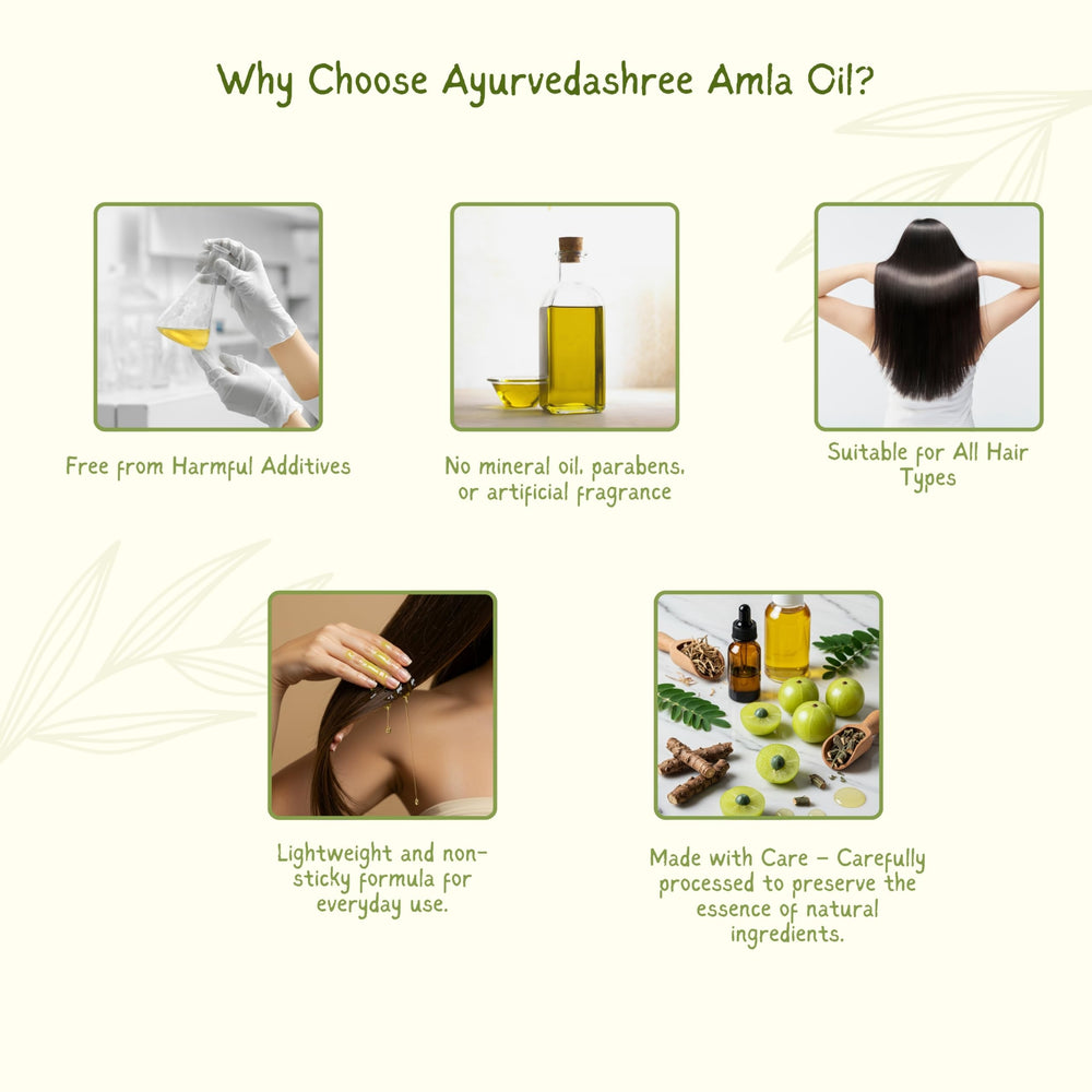 AYURVEDASHREE Amla Oil packaging front highlights premium quality