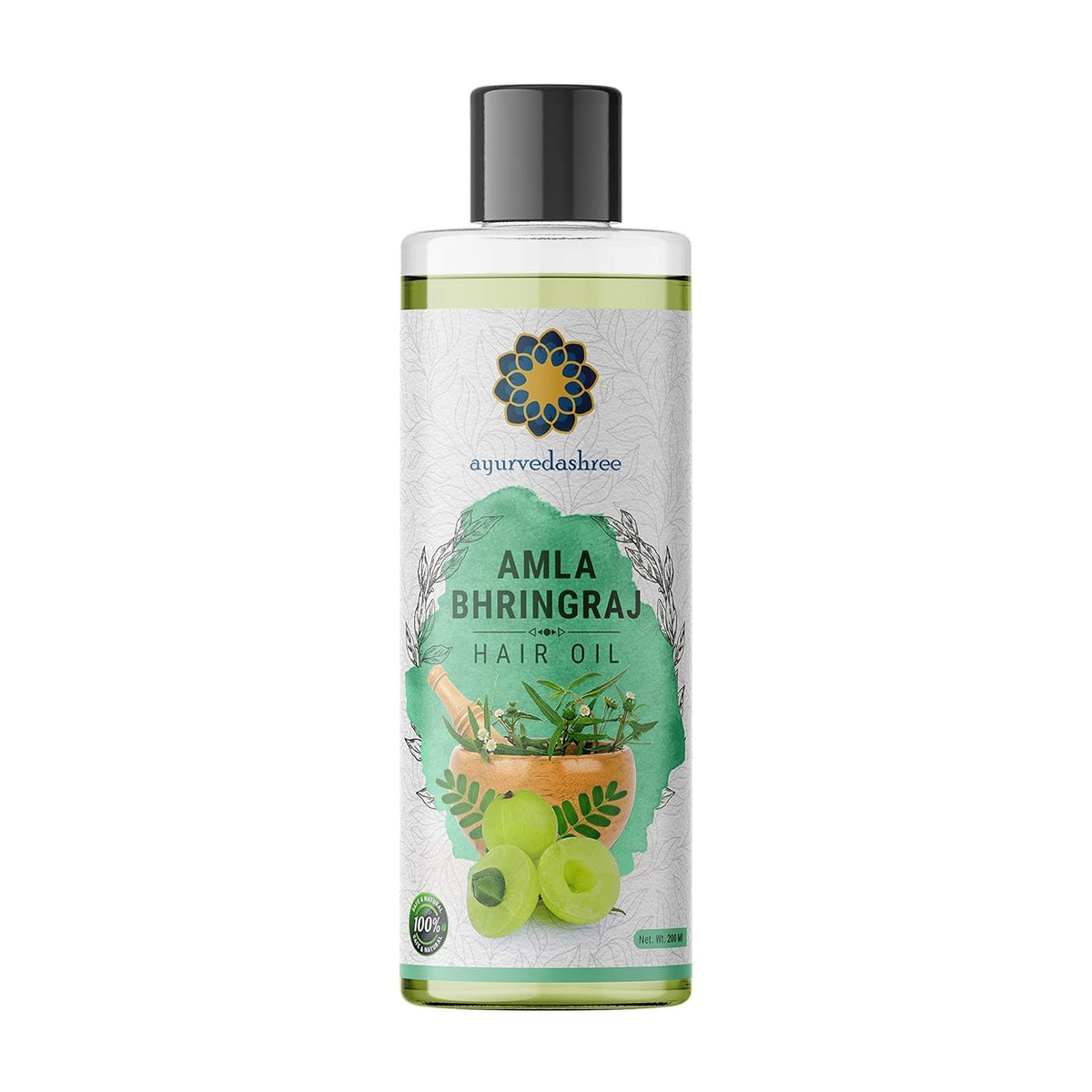 AYURVEDASHREE Hair Oil bottle front, premium blend for healthier scalp.