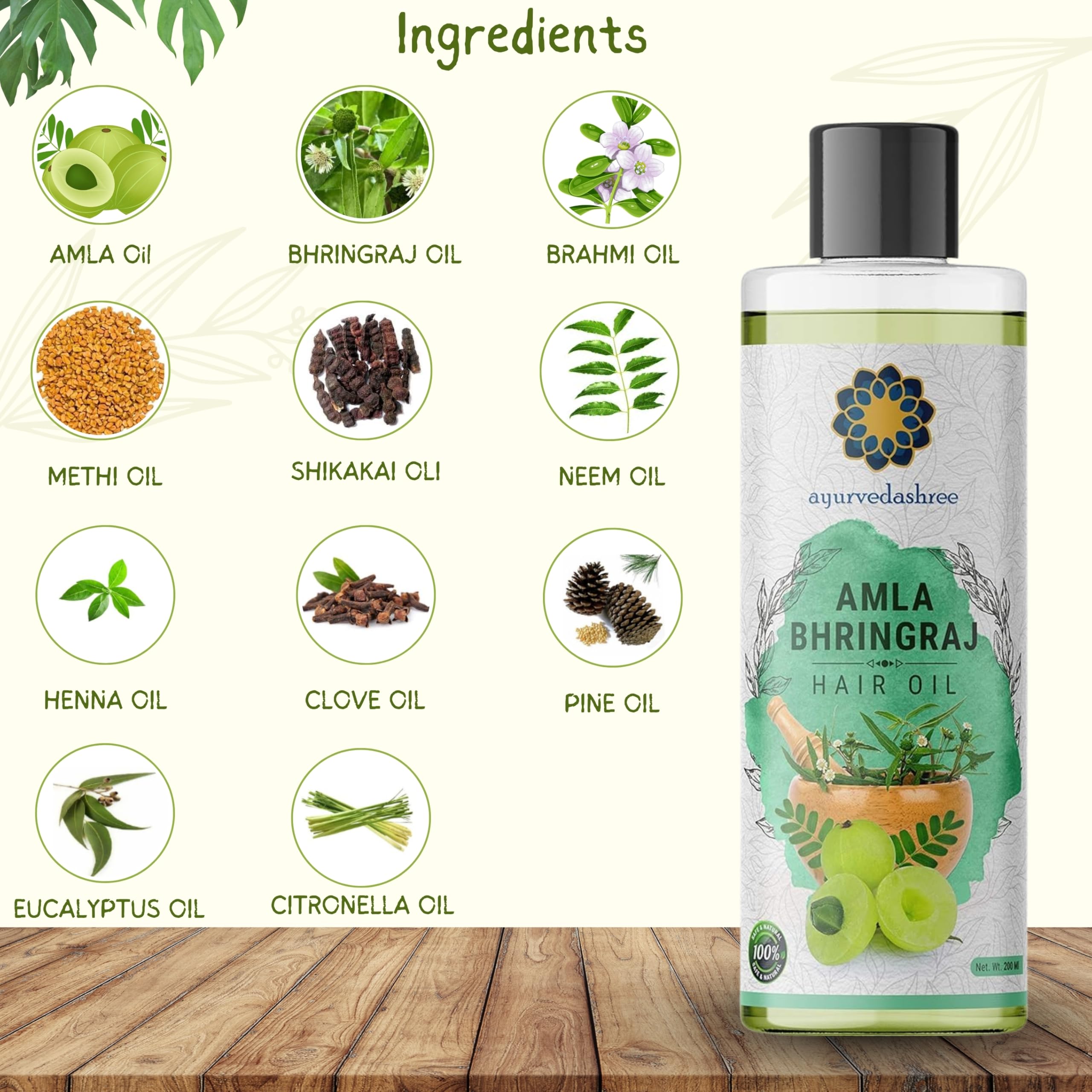 AYURVEDASHREE Hair Oil dispensing on palm for easy massage.
