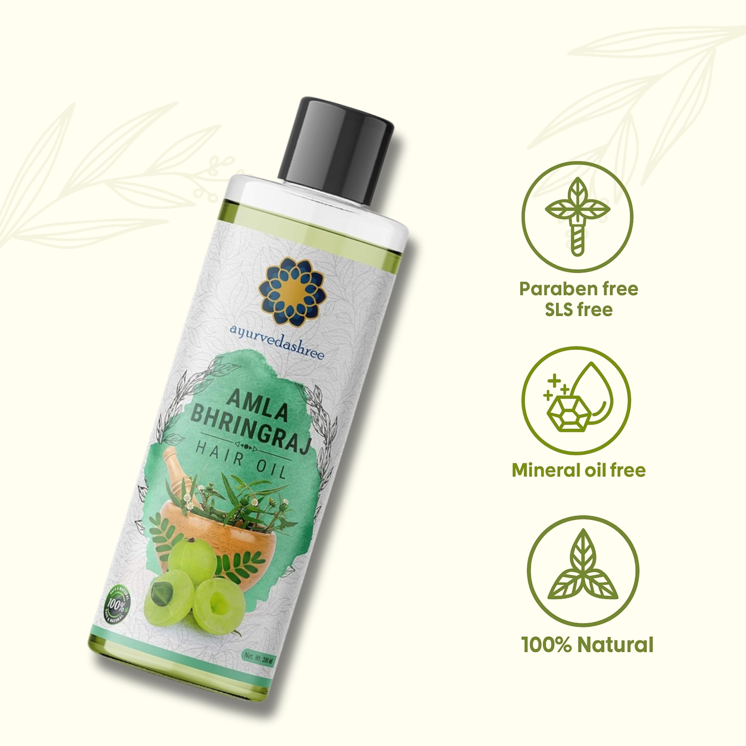 AYURVEDASHREE Hair Oil massage scene suggests scalp nourishment.