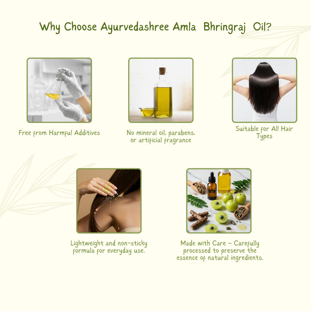 AYURVEDASHREE Hair Oil scalp closeup showing silky shine.