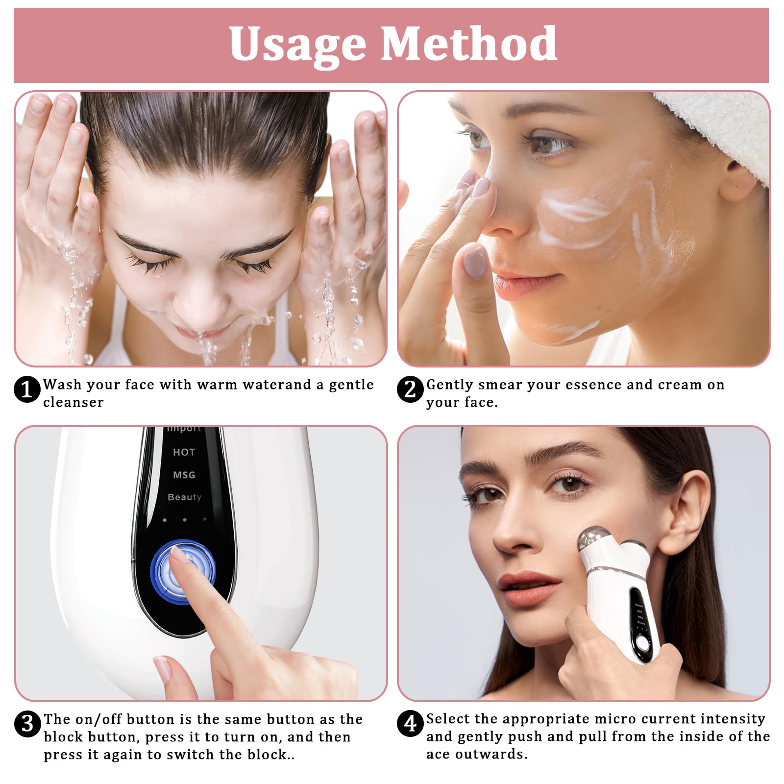 AYYHG Microcurrent Face Device USB charging port for easy power on the go.
