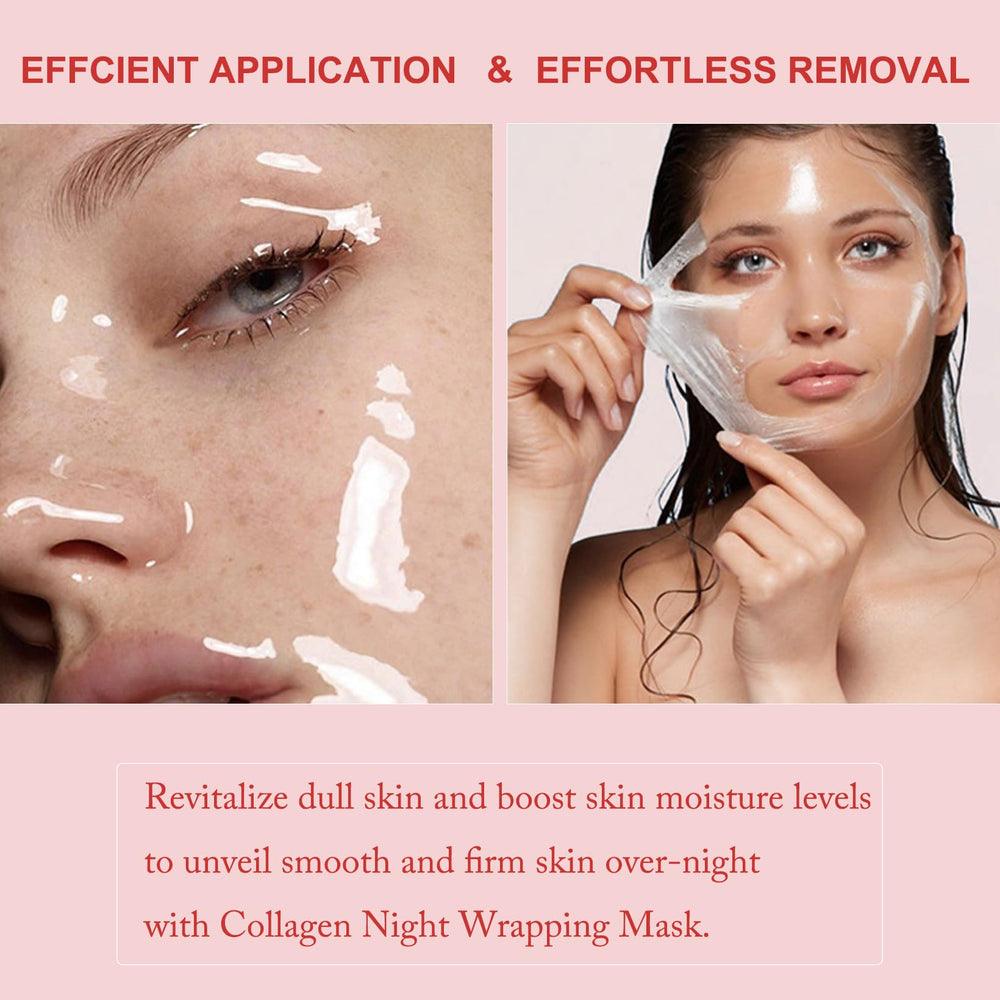 Ayzololo Collagen Night Wrapping Mask peel-off action showing removal.