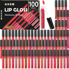 AZEN 100-pack lip gloss set with varied colors for versatile looks.