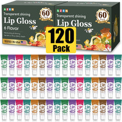AZEN lip gloss set clear bottle highlights hydrating, glossy finish for daily use.