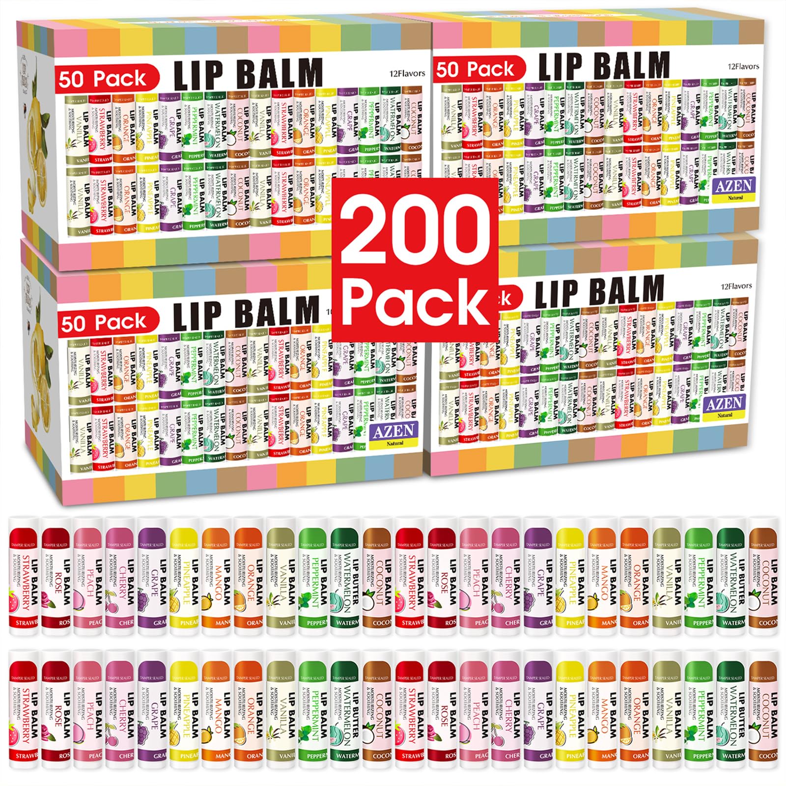 AZEN lip balm multi-flavor pack closeup for versatile daily lip care.