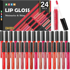 AZEN 24-pack lip gloss with color variety for everyday wear