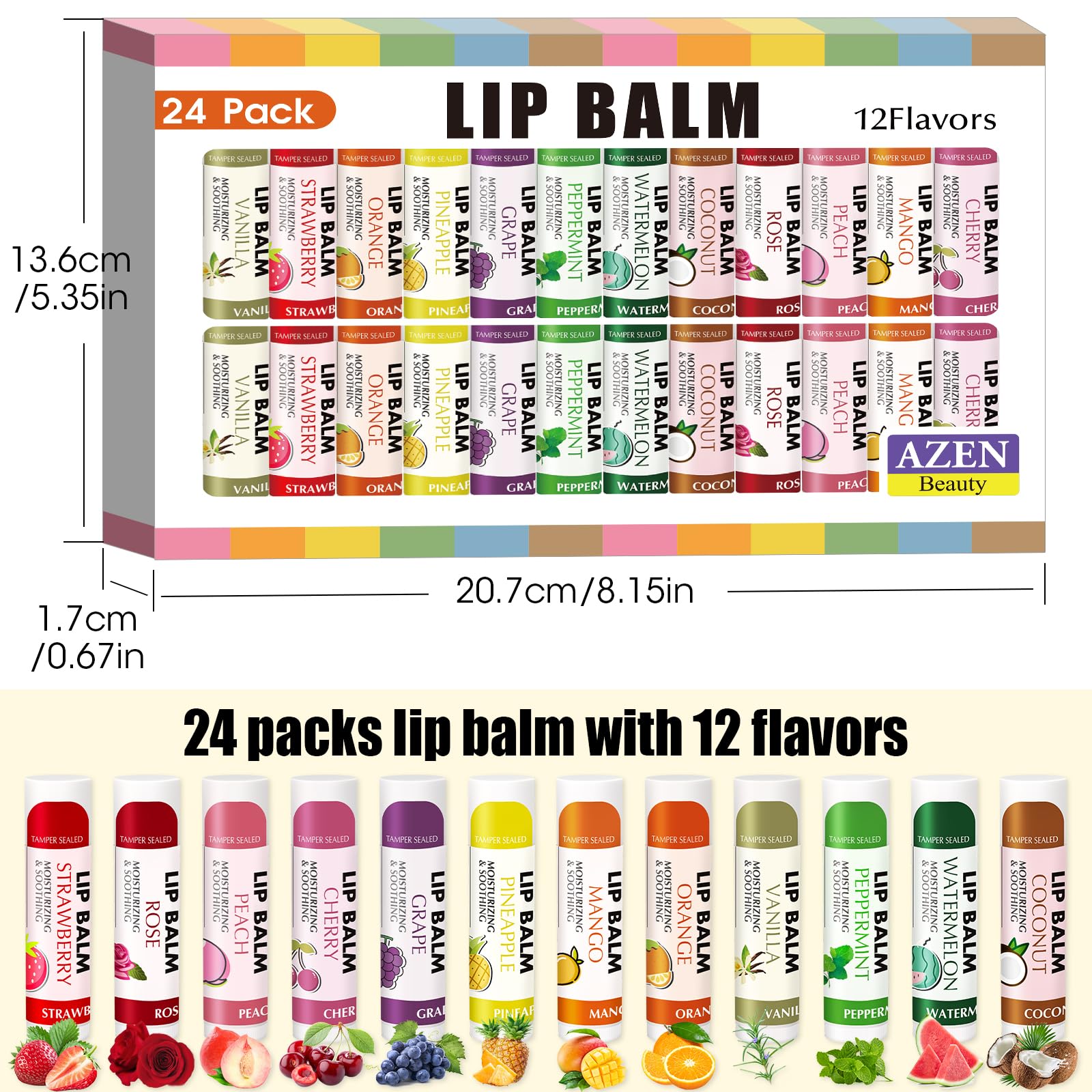 AZEN cherry flavor lip balm restores moisture and natural shine.