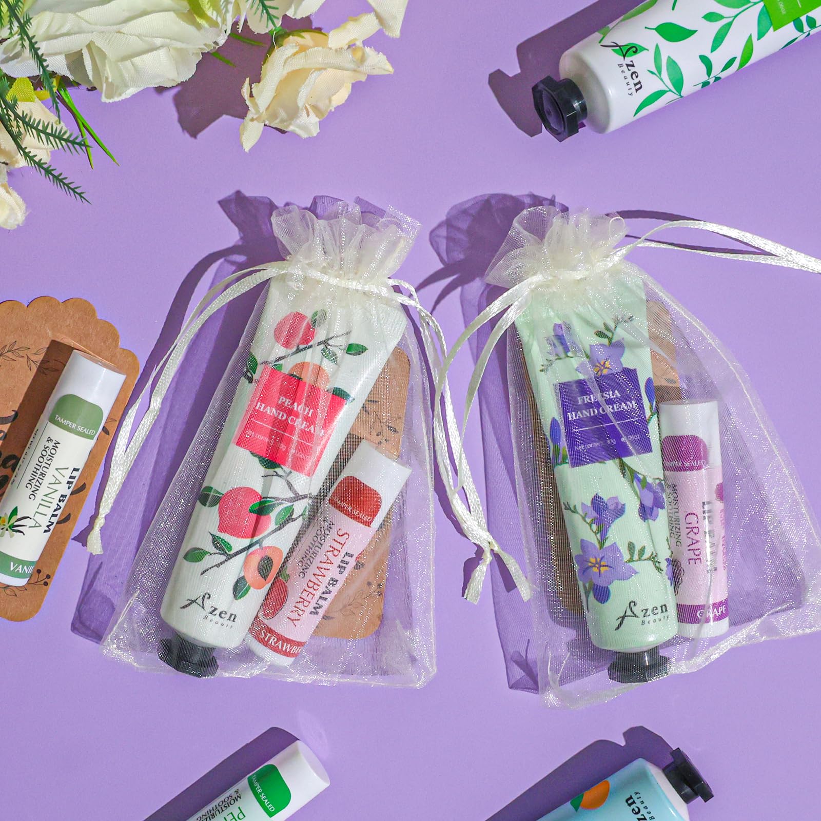 AZEN gift display showing coordinated hand creams and balms