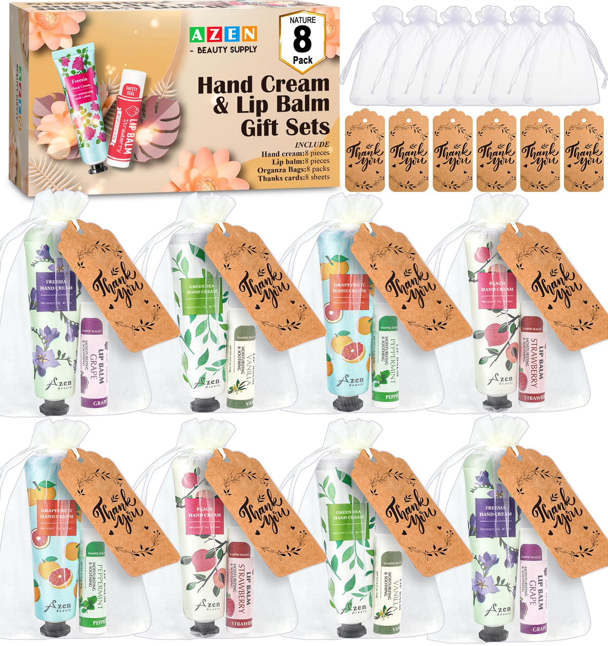 AZEN hand creams set on display for guests, moisturizing skin and gifting elegance