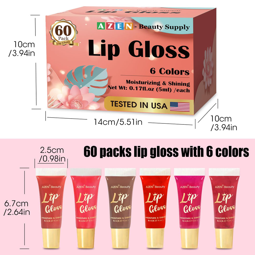 AZEN nourishing lip gloss with vitamin E for moisture.
