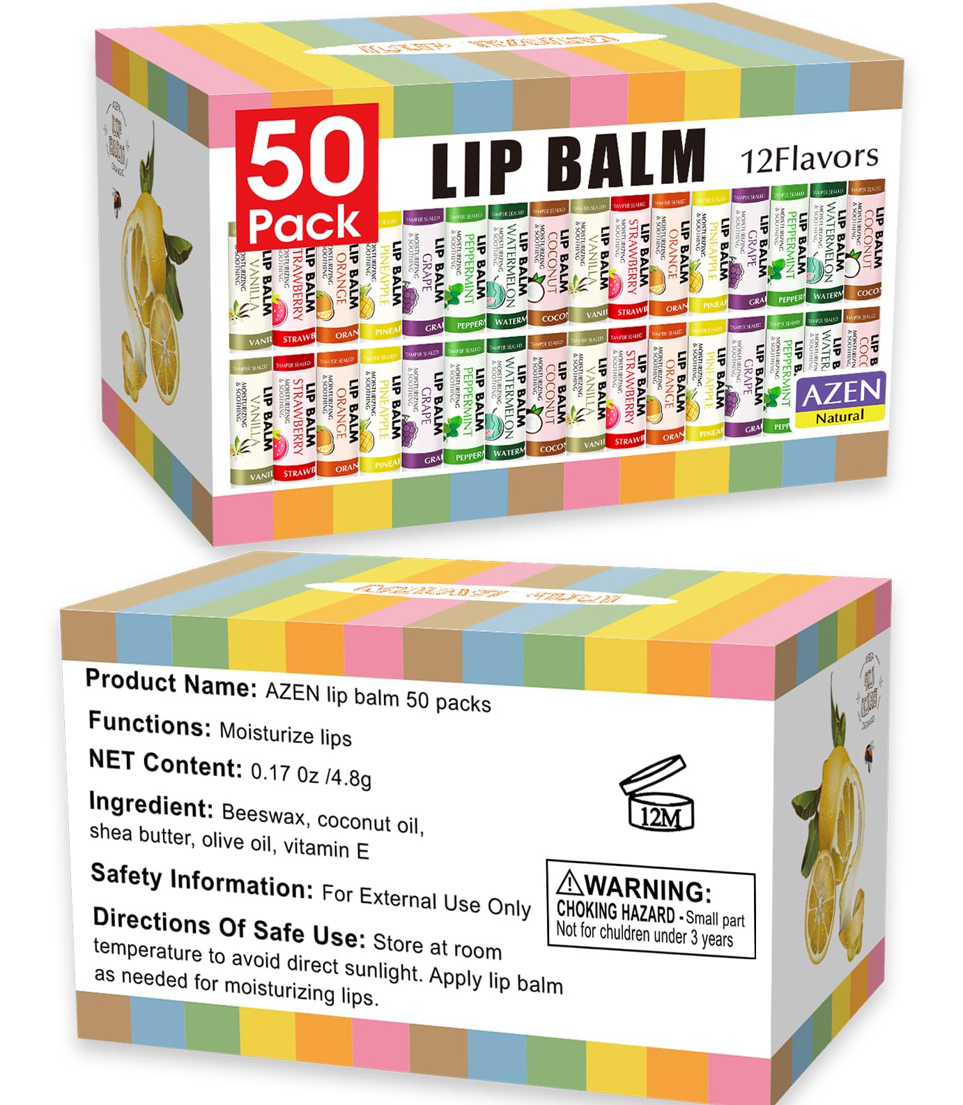 AZEN cherry flavor lip balm tube for rich hydration.
