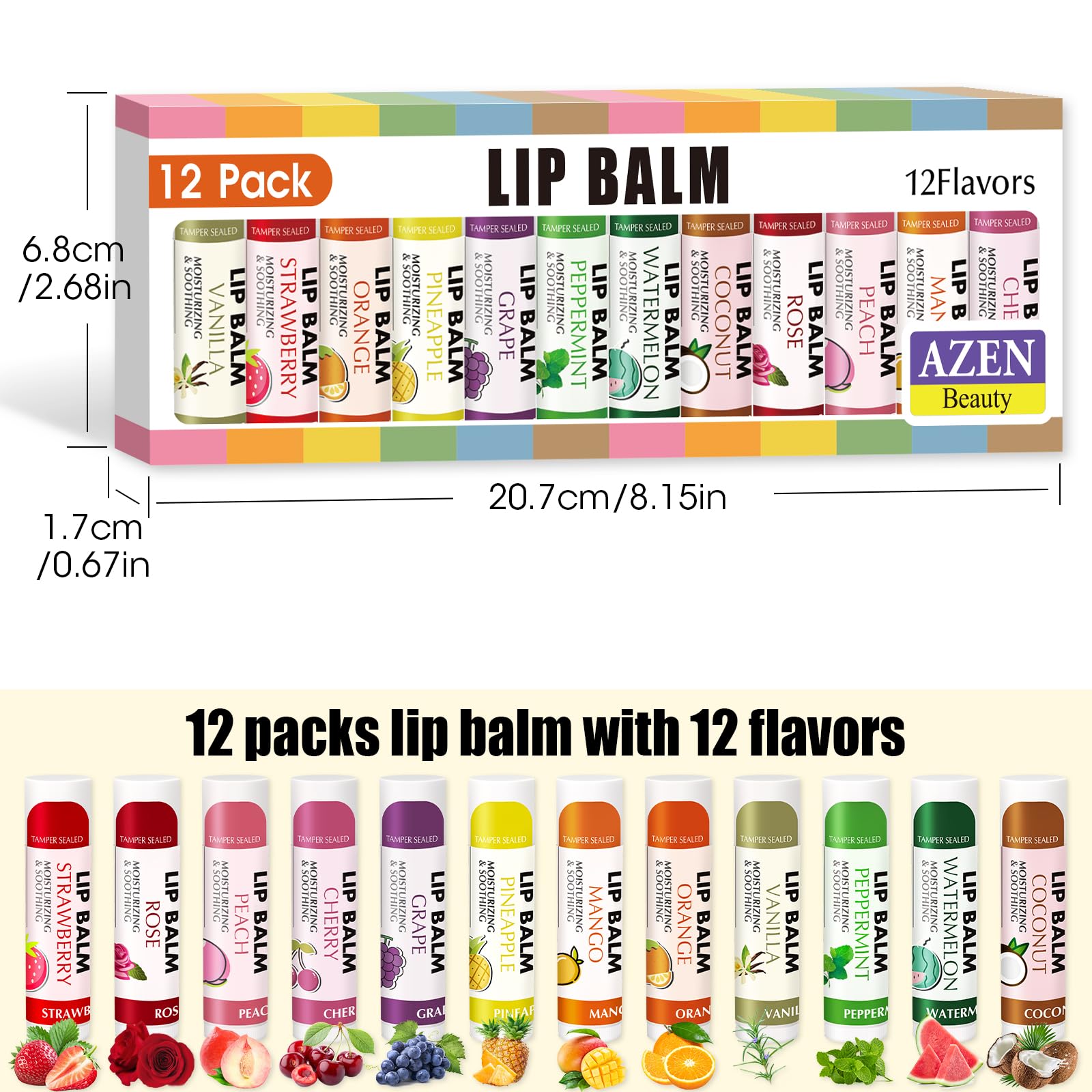 AZEN lip balm mint flavor cools and moisturizes lips