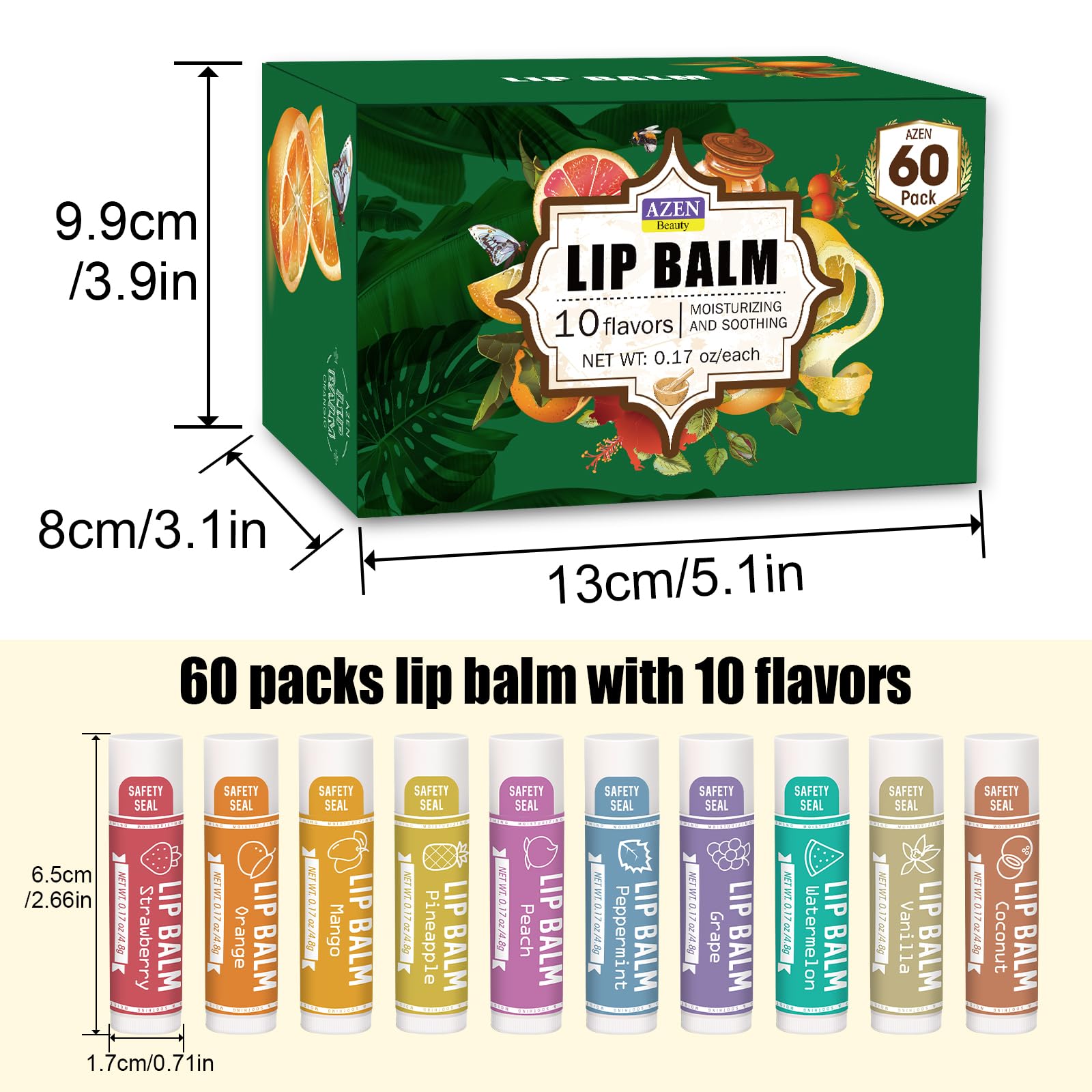 AZEN vanilla flavor lip balm combines classic scent with hydration