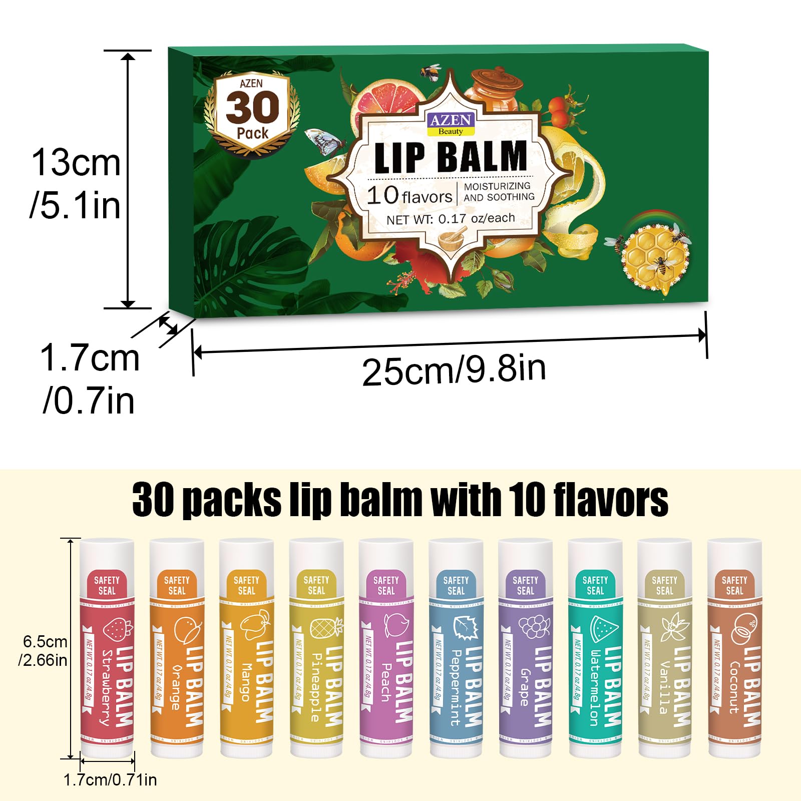 AZEN vanilla lip balm rich moisturizer with warm fragrance.