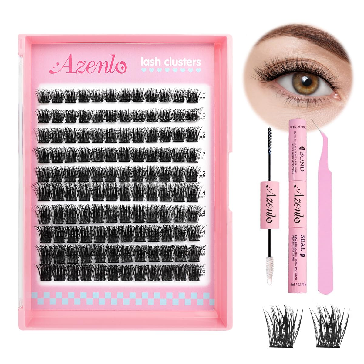 Azenlo natural lash clusters 120pcs for everyday natural look
