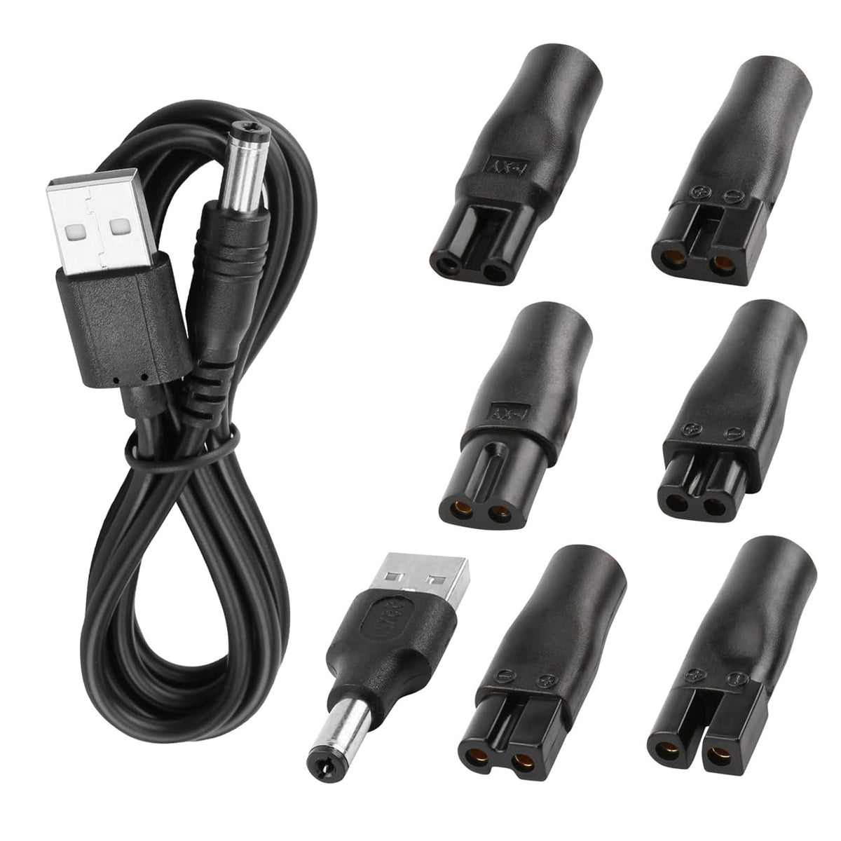AZJCKEW 8-in-1 USB charger kit front view for versatile grooming tool charging.