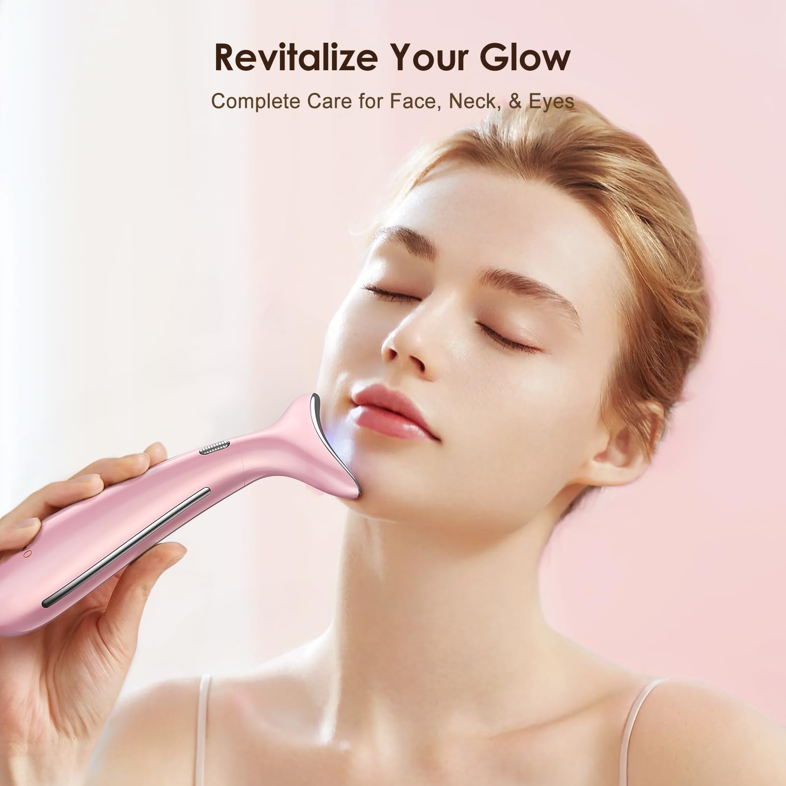 AZMAVO arc massage head pink gliding along facial contours for neck care
