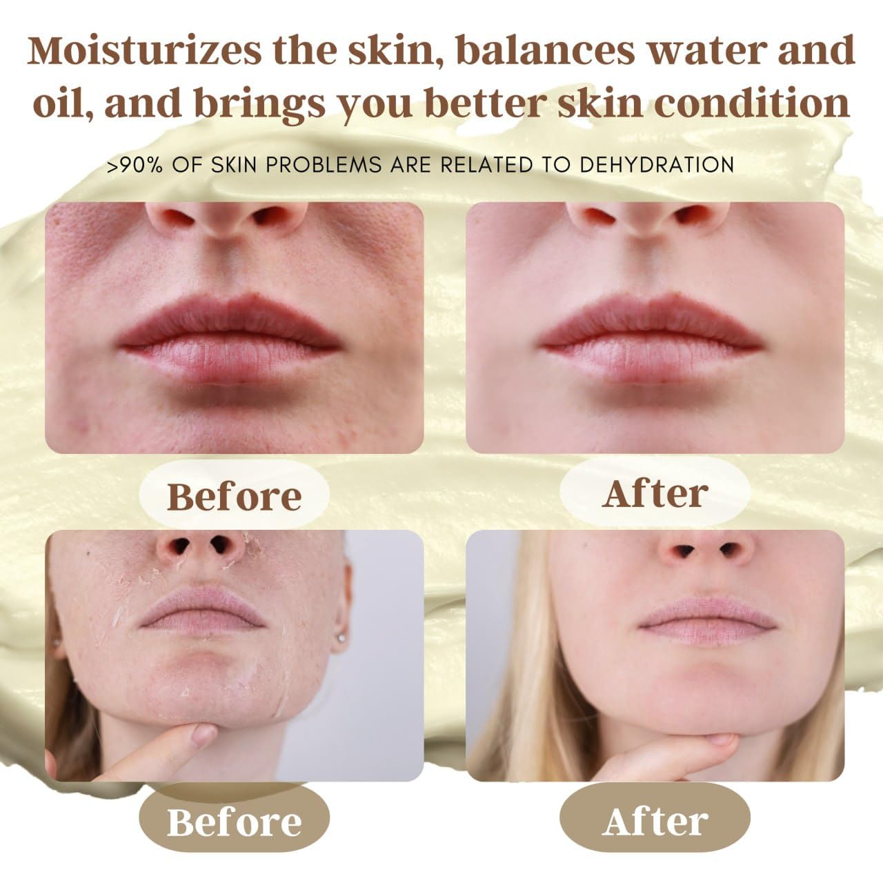 Azmera Beauty balm application shows non-greasy spread on skin.