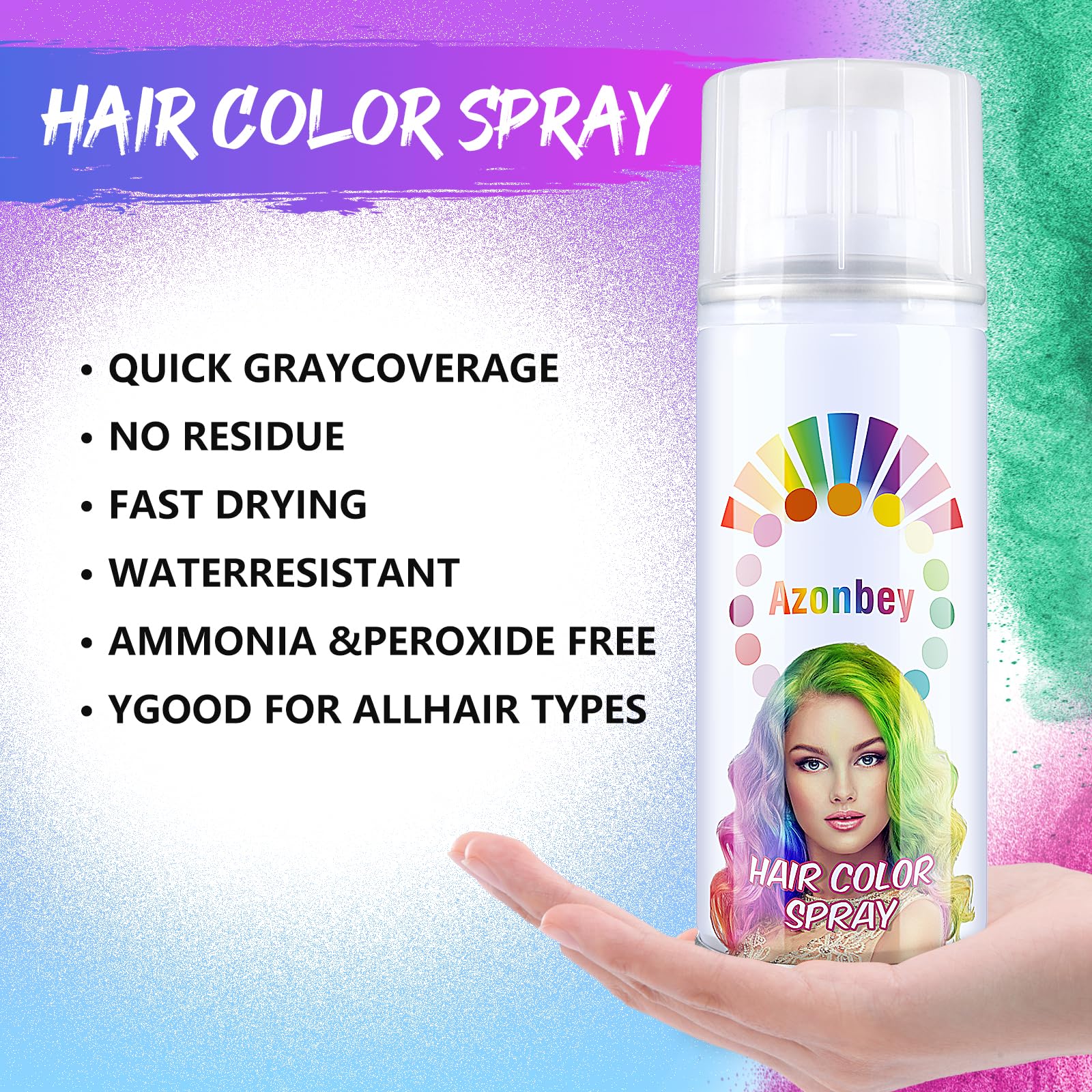 Azonbey hair spray demonstrates easy-application on styled hair.