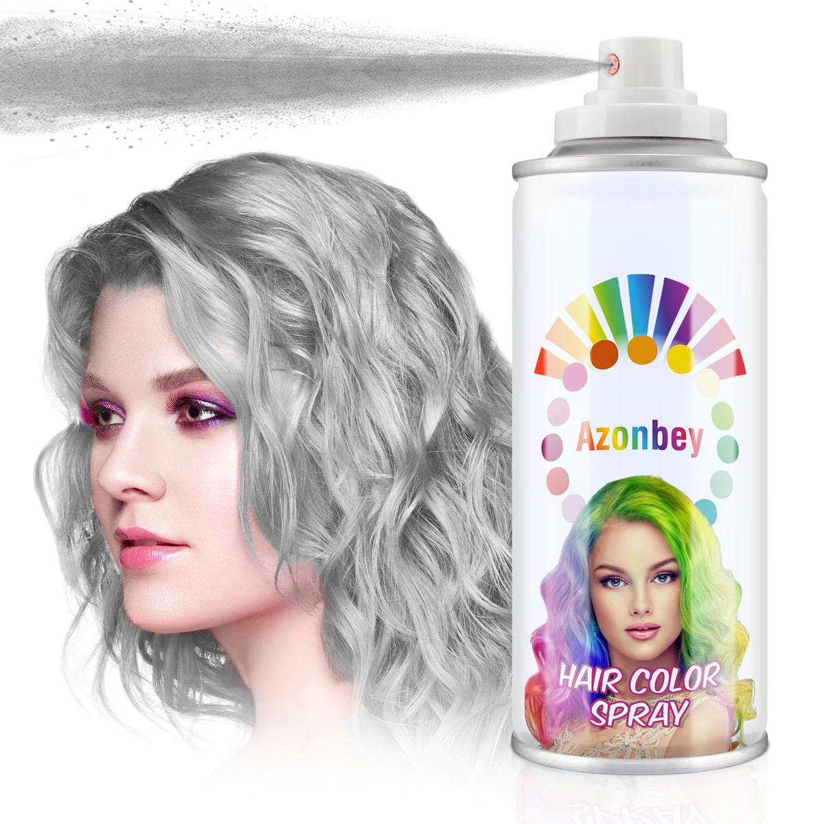 Azonbey Halloween Hair Spray gray shade for easy, temporary color that washes out.