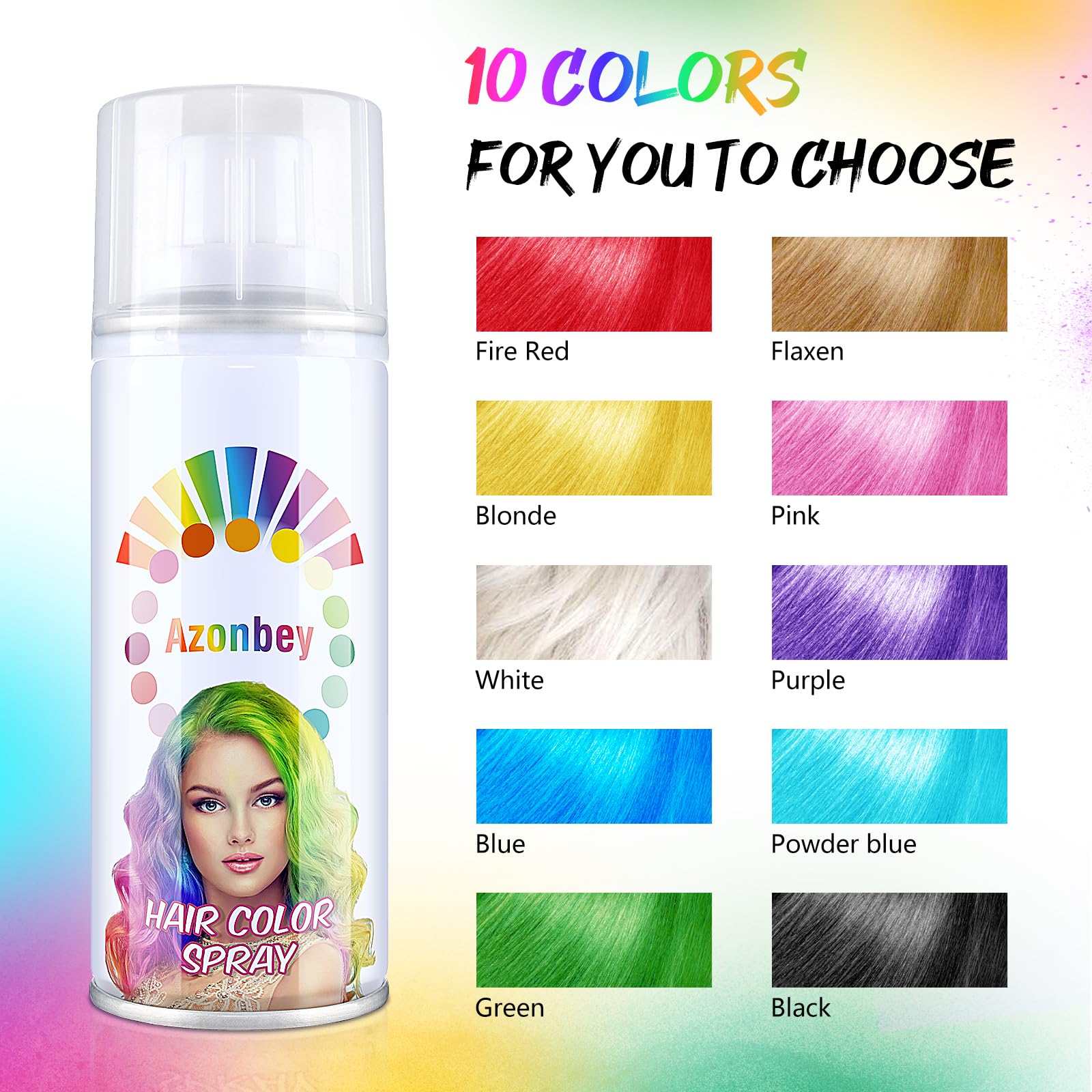 Azonbey Halloween Hair Spray green shade for creative costume accents.