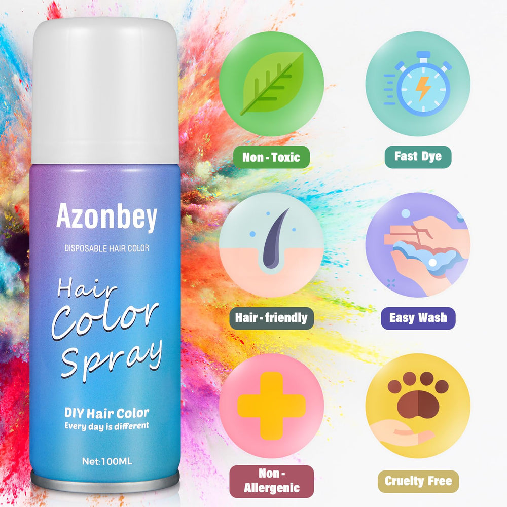 Azonbey Halloween Hair Spray in hands dispensing for quick color