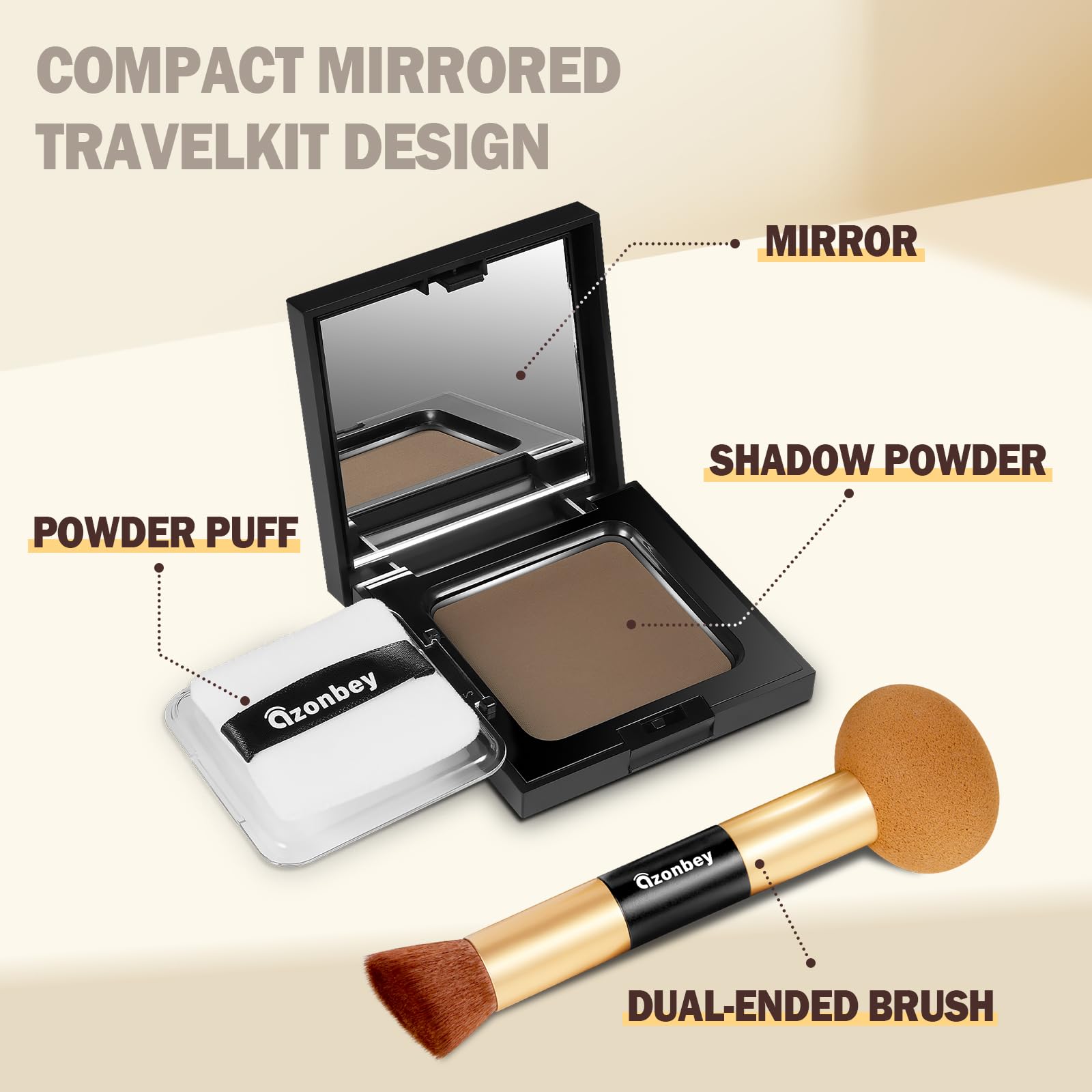 Azonbey powder with makeup brush for precise hairline application